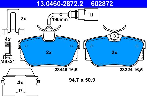 ATE 13.0460-2872.2 - Set placute frana,frana disc aaoparts.ro