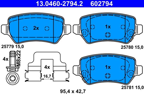 ATE 13.0460-2794.2 - Set placute frana,frana disc aaoparts.ro