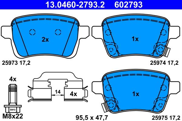 ATE 13.0460-2793.2 - Set placute frana,frana disc aaoparts.ro