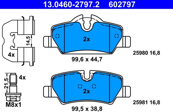 ATE 13.0460-2797.2 - Set placute frana,frana disc aaoparts.ro