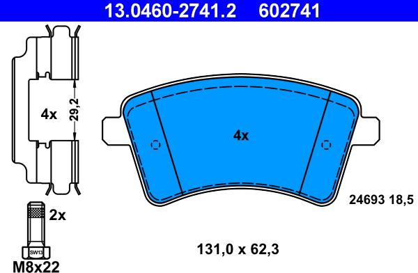 ATE 13.0460-2741.2 - Set placute frana,frana disc aaoparts.ro