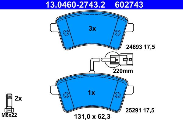 ATE 13.0460-2743.2 - Set placute frana,frana disc aaoparts.ro