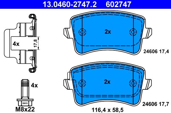 ATE 13.0460-2747.2 - Set placute frana,frana disc aaoparts.ro