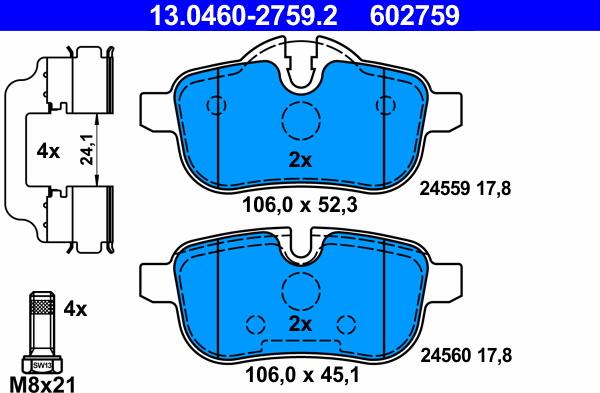 ATE 13.0460-2759.2 - Set placute frana,frana disc aaoparts.ro