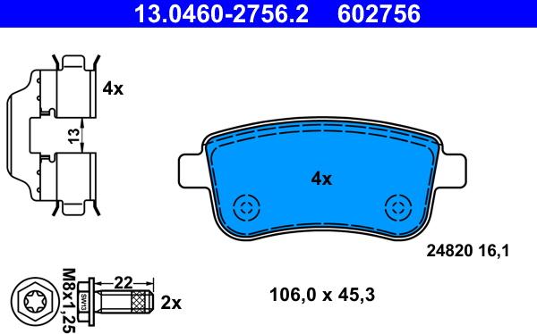 ATE 13.0460-2756.2 - Set placute frana,frana disc aaoparts.ro