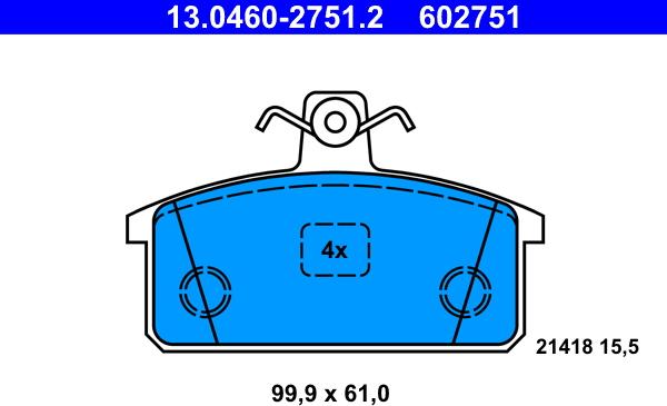 ATE 13.0460-2751.2 - Set placute frana,frana disc aaoparts.ro