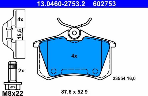 ATE 13.0460-2753.2 - Set placute frana,frana disc aaoparts.ro