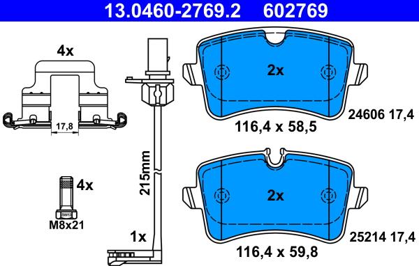 ATE 13.0460-2769.2 - Set placute frana,frana disc aaoparts.ro