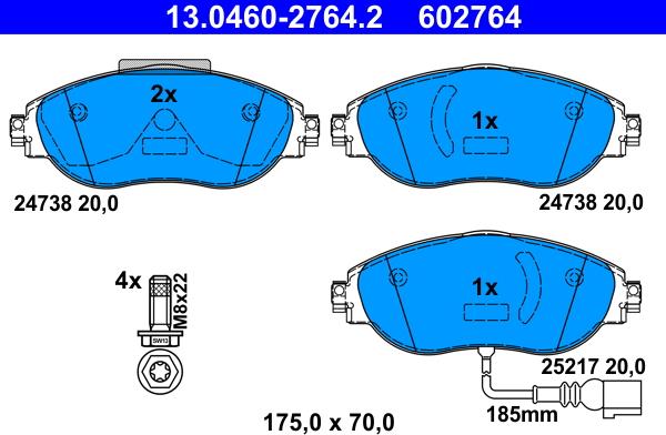 ATE 13.0460-2764.2 - Set placute frana,frana disc aaoparts.ro