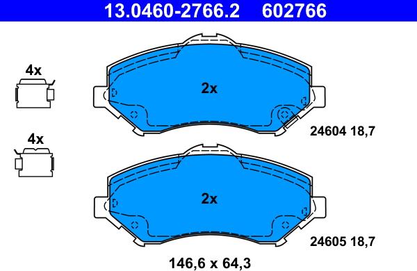 ATE 13.0460-2766.2 - Set placute frana,frana disc aaoparts.ro