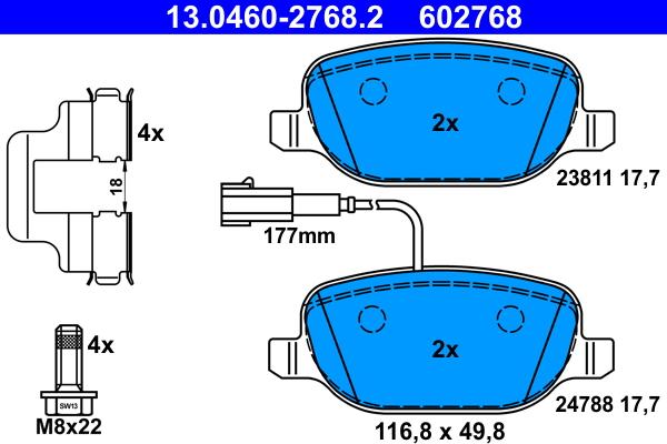 ATE 13.0460-2768.2 - Set placute frana,frana disc aaoparts.ro