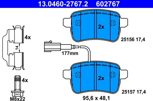 ATE 13.0460-2767.2 - Set placute frana,frana disc aaoparts.ro