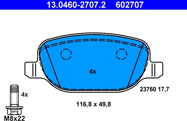 ATE 13.0460-2707.2 - Set placute frana,frana disc aaoparts.ro