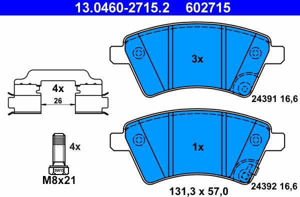 ATE 13.0460-2715.2 - Set placute frana,frana disc aaoparts.ro