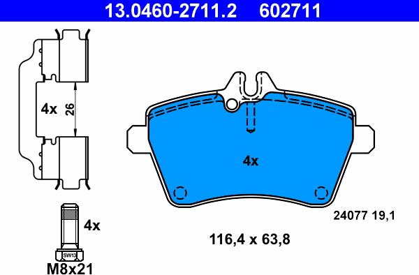 ATE 13.0460-2711.2 - Set placute frana,frana disc aaoparts.ro