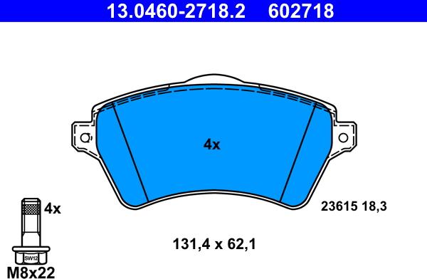 ATE 13.0460-2718.2 - Set placute frana,frana disc aaoparts.ro