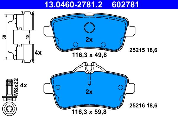 ATE 13.0460-2781.2 - Set placute frana,frana disc aaoparts.ro