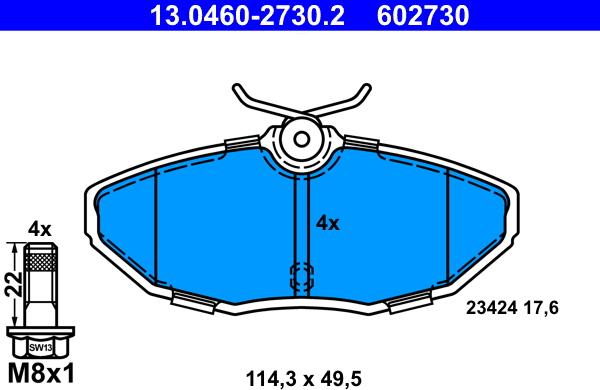 ATE 13.0460-2730.2 - Set placute frana,frana disc aaoparts.ro