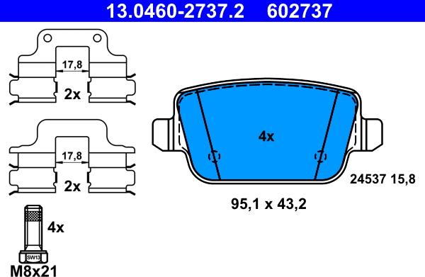 ATE 13.0460-2737.2 - Set placute frana,frana disc aaoparts.ro