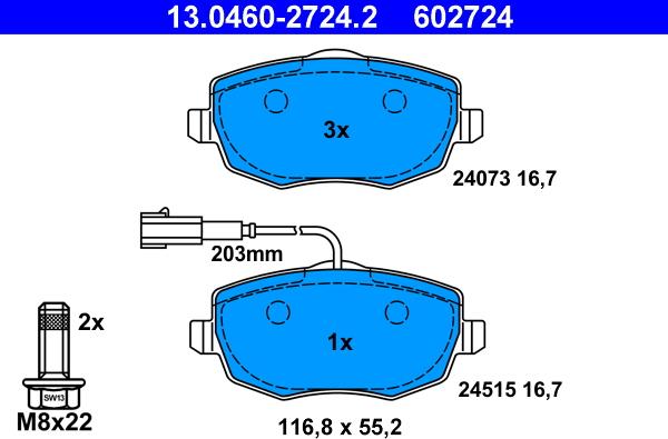 ATE 13.0460-2724.2 - Set placute frana,frana disc aaoparts.ro