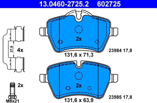 ATE 13.0460-2725.2 - Set placute frana,frana disc aaoparts.ro