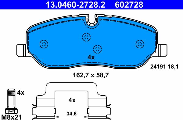 ATE 13.0460-2728.2 - Set placute frana,frana disc aaoparts.ro