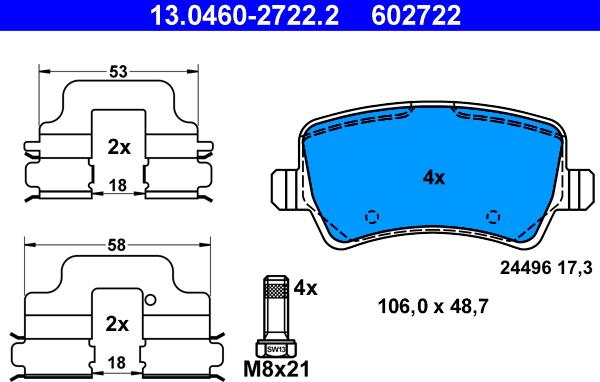 ATE 13.0460-2722.2 - Set placute frana,frana disc aaoparts.ro