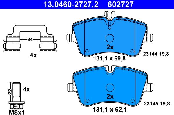 ATE 13.0460-2727.2 - Set placute frana,frana disc aaoparts.ro