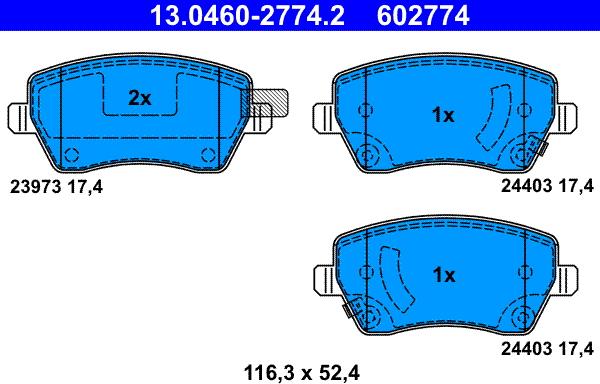 ATE 13.0460-2774.2 - Set placute frana,frana disc aaoparts.ro