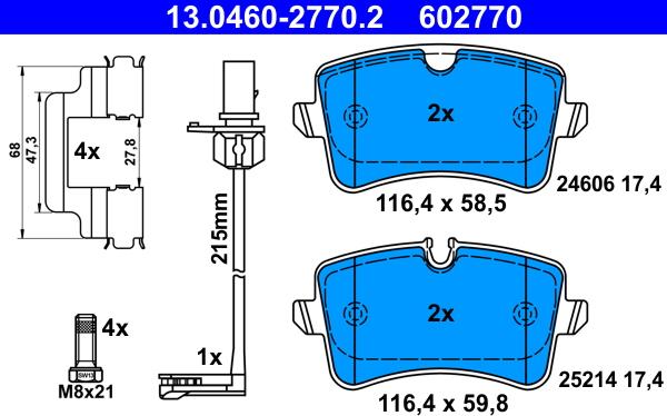 ATE 13.0460-2770.2 - Set placute frana,frana disc aaoparts.ro