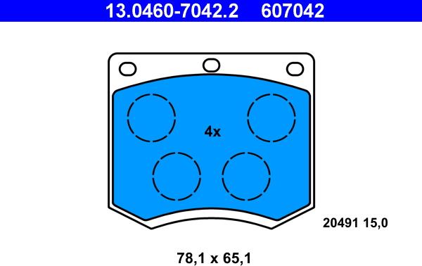 ATE 13.0460-7042.2 - Set placute frana,frana disc aaoparts.ro