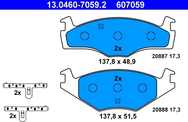 ATE 13.0460-7059.2 - Set placute frana,frana disc aaoparts.ro