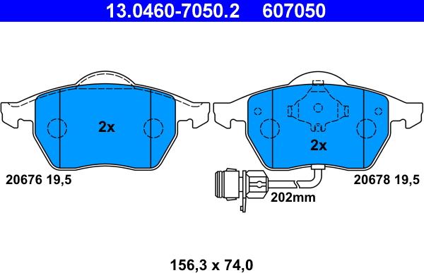 ATE 13.0460-7050.2 - Set placute frana,frana disc aaoparts.ro