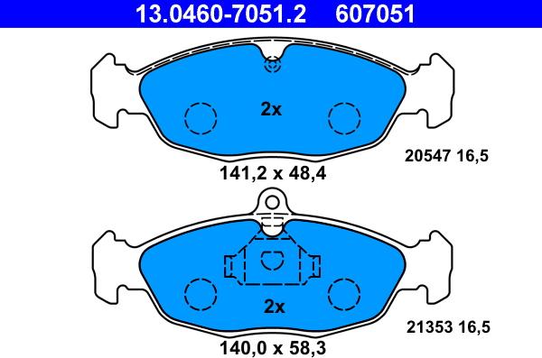 ATE 13.0460-7051.2 - Set placute frana,frana disc aaoparts.ro