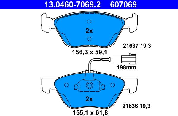 ATE 13.0460-7069.2 - Set placute frana,frana disc aaoparts.ro