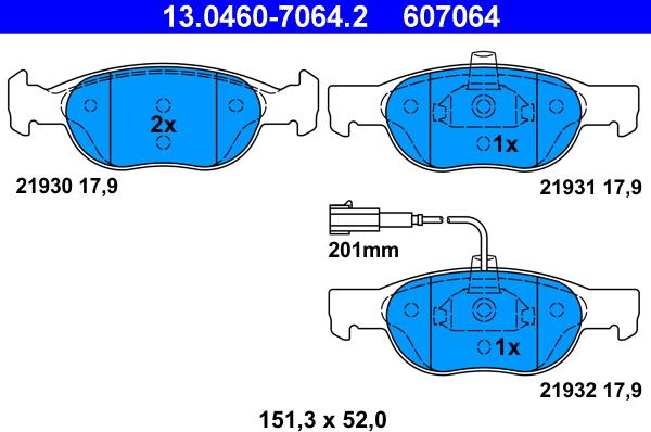 ATE 13.0460-7064.2 - Set placute frana,frana disc aaoparts.ro