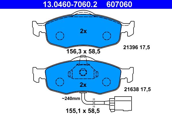 ATE 13.0460-7060.2 - Set placute frana,frana disc aaoparts.ro