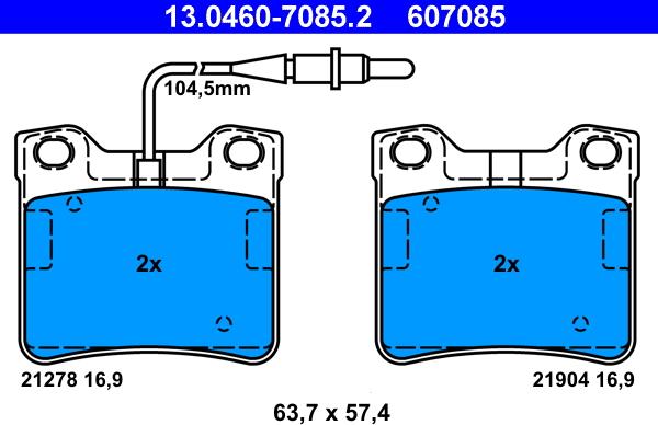 ATE 13.0460-7085.2 - Set placute frana,frana disc aaoparts.ro