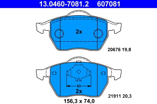 ATE 13.0460-7081.2 - Set placute frana,frana disc aaoparts.ro