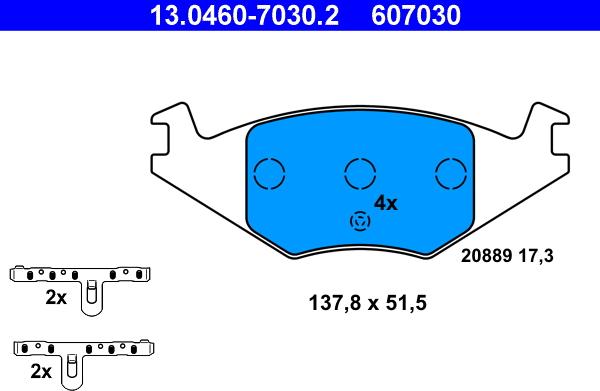 ATE 13.0460-7030.2 - Set placute frana,frana disc aaoparts.ro