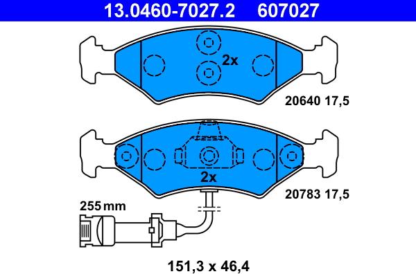 ATE 13.0460-7027.2 - Set placute frana,frana disc aaoparts.ro