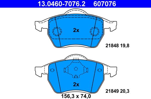 ATE 13.0460-7076.2 - Set placute frana,frana disc aaoparts.ro