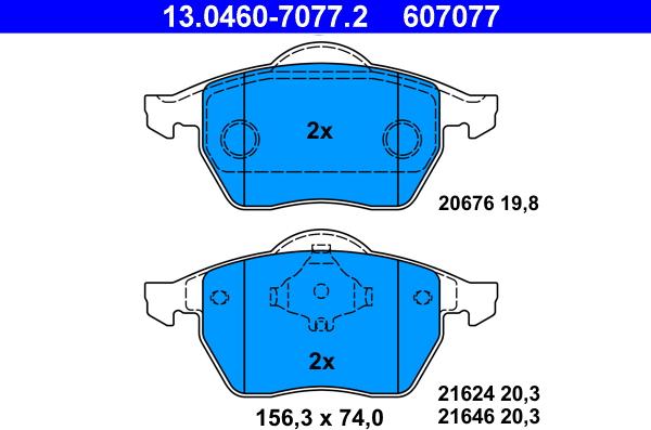 ATE 13.0460-7077.2 - Set placute frana,frana disc aaoparts.ro