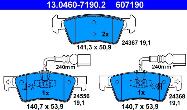 ATE 13.0460-7190.2 - Set placute frana,frana disc aaoparts.ro