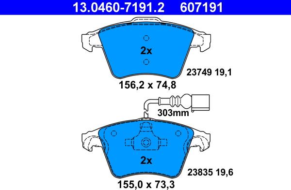 ATE 13.0460-7191.2 - Set placute frana,frana disc aaoparts.ro