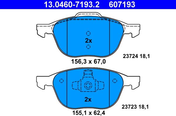 ATE 13.0460-7193.2 - Set placute frana,frana disc aaoparts.ro