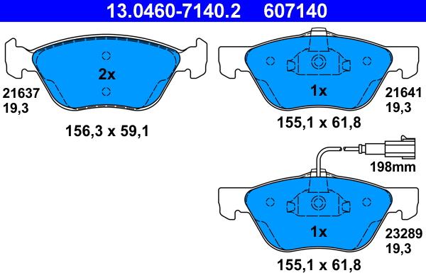 ATE 13.0460-7140.2 - Set placute frana,frana disc aaoparts.ro