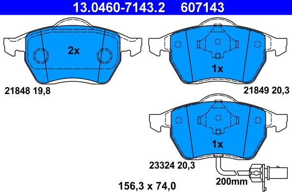 ATE 13.0460-7143.2 - Set placute frana,frana disc aaoparts.ro