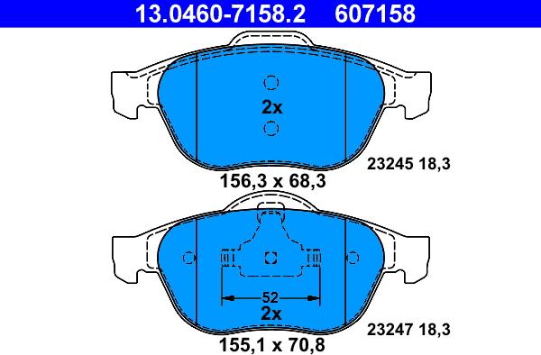 ATE 13.0460-7158.2 - Set placute frana,frana disc aaoparts.ro