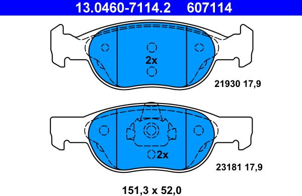 ATE 13.0460-7114.2 - Set placute frana,frana disc aaoparts.ro